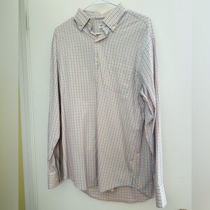 Men's Blue and Orange Checkered Shirt